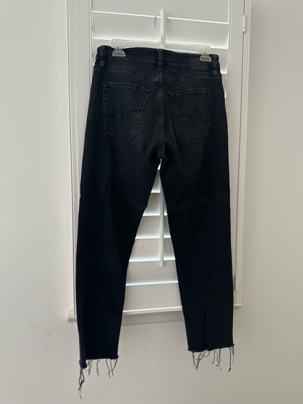 AG Boyfriend Faded Black Jeans with Raw Hem